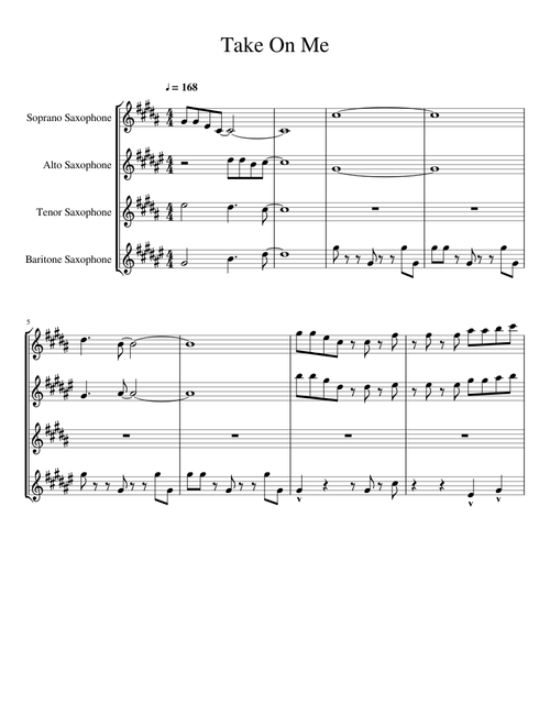 Take On Me for Sax Quartet