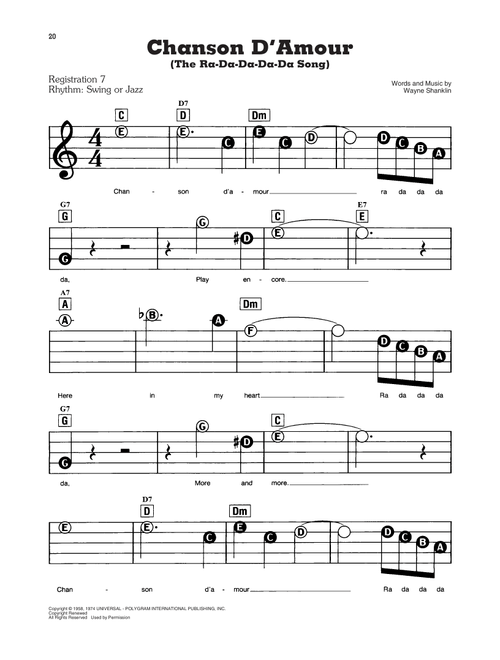Chanson D'Amour (The Ra-Da-Da-Da-Da Song) - Art & Dotty Todd (E-Z Play Today)