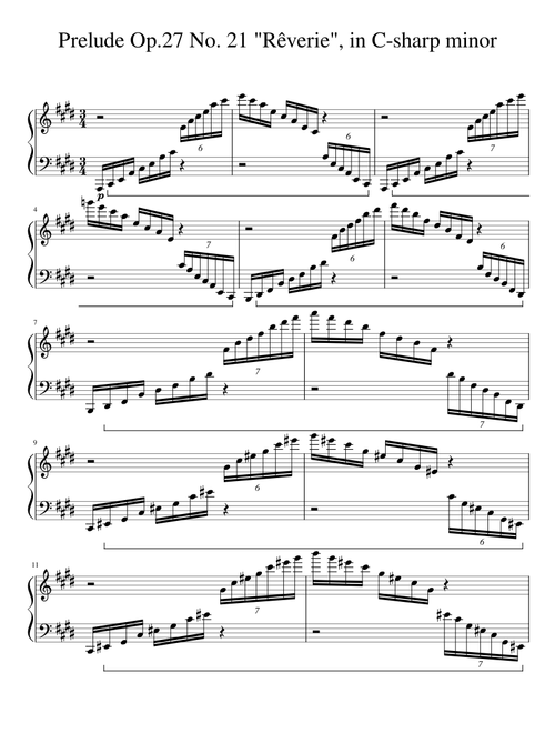 Prelude Op.27 No. 21 "Rêverie" – personal work