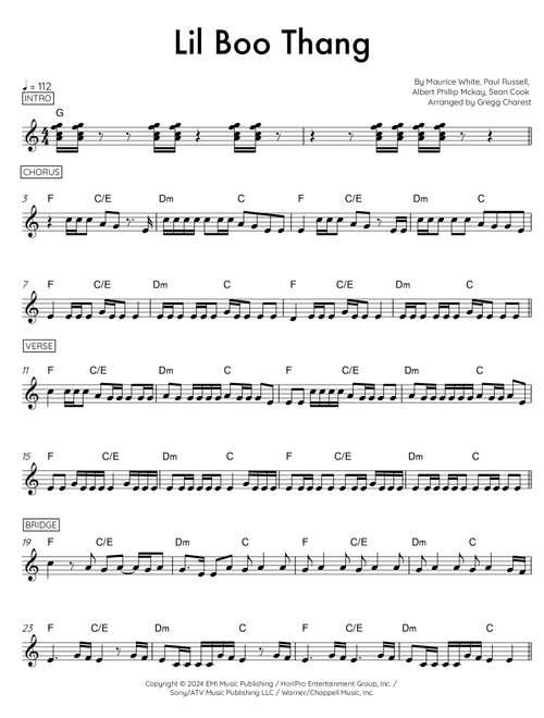 Lil Boo Thang (Arr. Gregg Charest) - Maurice White, Sean Cook, Paul Russell (Lead Sheet - Fake Book)