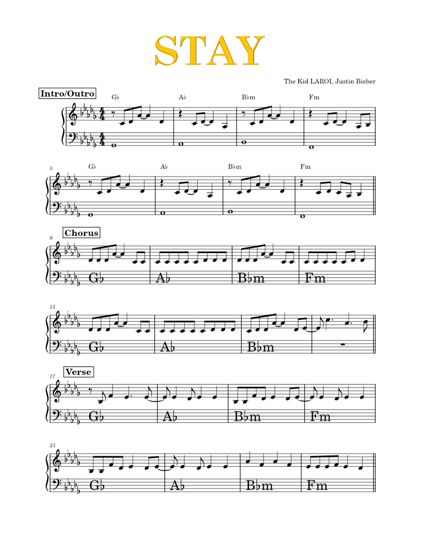 STAY The Kid LAROI, Justin Bieber piano tutorial