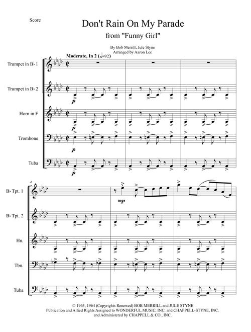 Don't Rain On My Parade (Arr. Aaron Lee) - Jule Styne, Bob Merrill (Brass Ensemble)