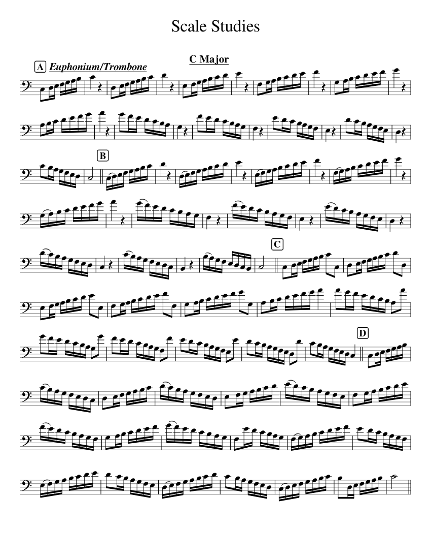 Scale Studies Euph/Trmb Sheet Music for Euphonium (Solo) | MuseScore.com