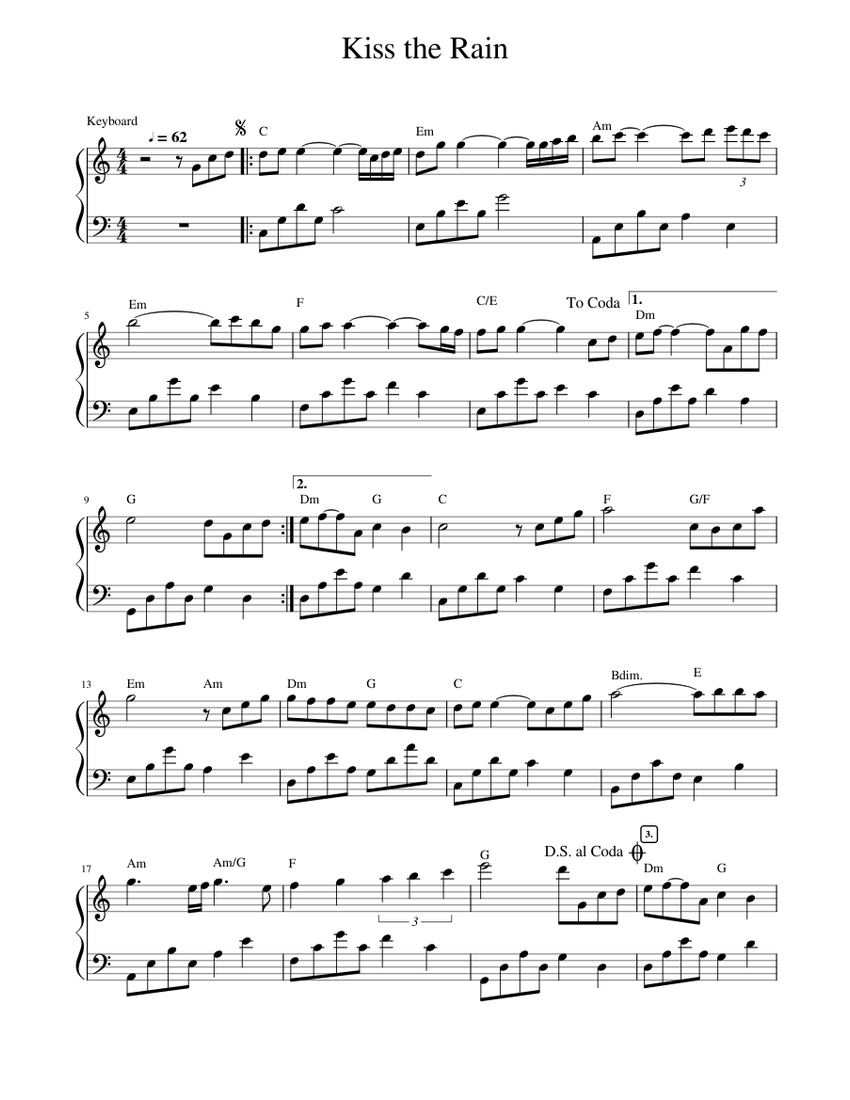 Kiss the Rain - piano tutorial