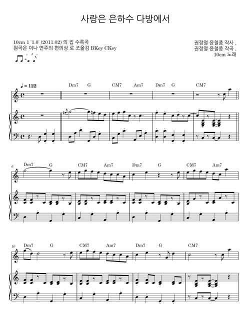 사랑은 은하수 다방에서 - 권정열 (10cm)