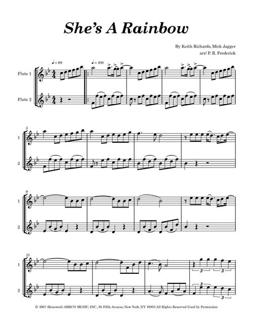 She's A Rainbow (Arr. P. R. Frederick) - The Rolling Stones (Flute Duet)