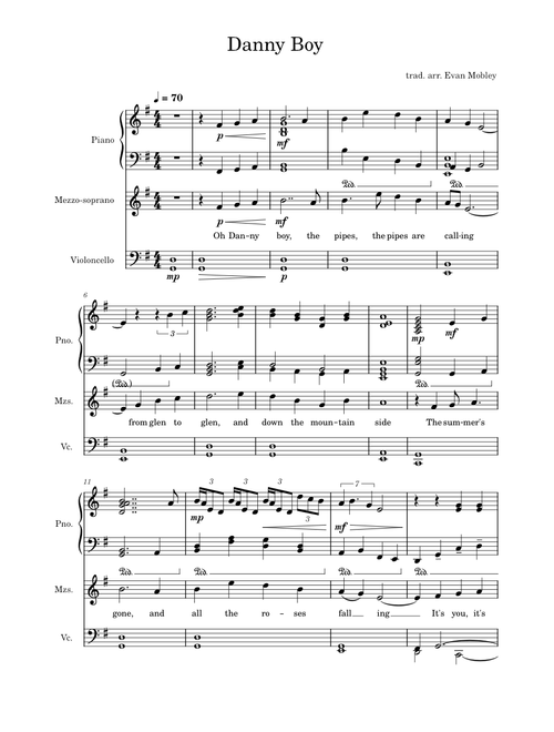 Danny Boy for Voice, Piano, and Cello