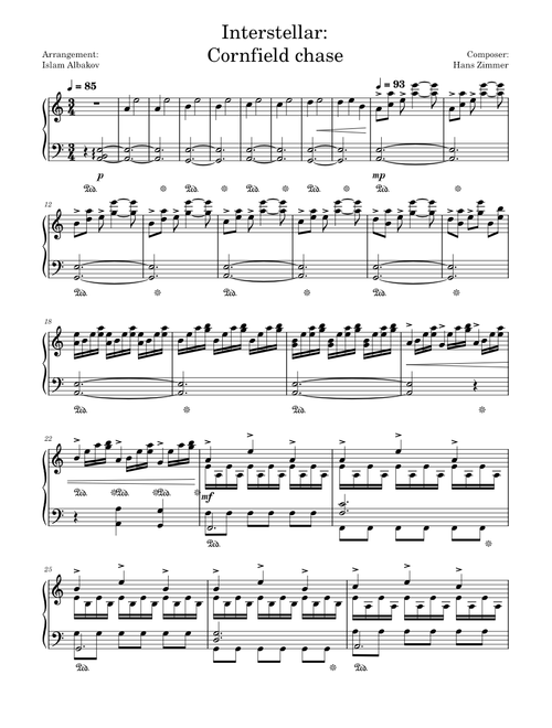 Interstellar: Cornfield Chase - Hans Zimmer piano