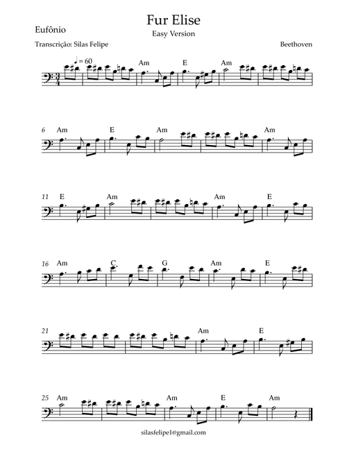 Fur Elise (Arr. Silas Felipe) - Ludwig Van Beethoven (Euphonium and Piano)