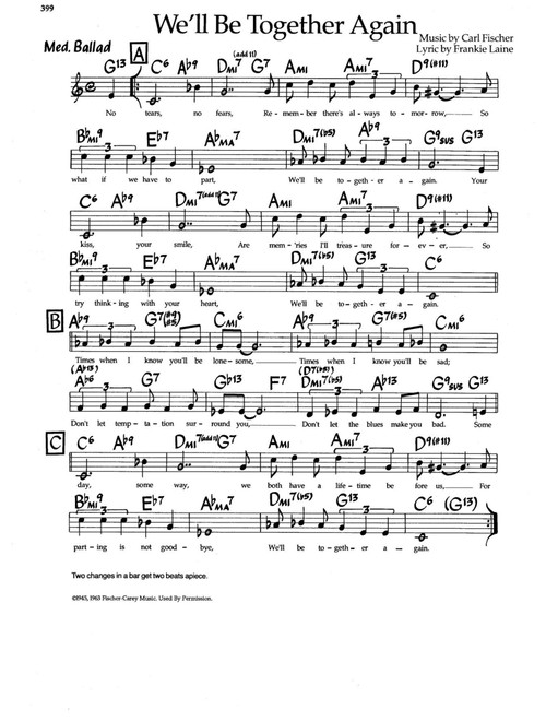 We'll Be Together Again - Lead Sheet (Arr. Carl Fischer) (Lead Sheet - Fake Book)