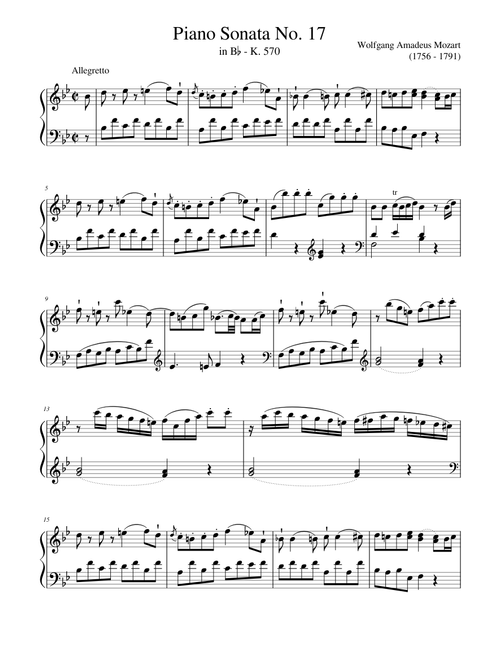 Mozart: Piano Sonata No. 17 in B♭ Major, K. 570 — III. Allegretto