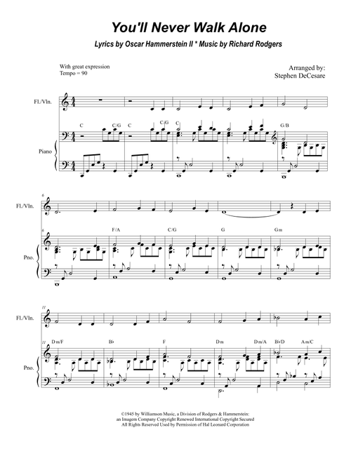 You'll Never Walk Alone (Arr. Stephen DeCesare) - Richard Rodgers (Instrumental Duet and Piano)