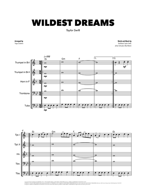 Wildest Dreams (Arr. Tiago Cordeiro) - Taylor Swift (Brass Ensemble)