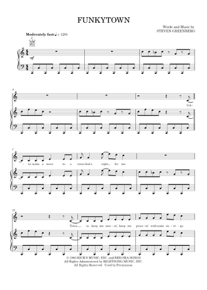 Play Official version of Funkytown Sheet Music by Lipps Inc. for Piano ...