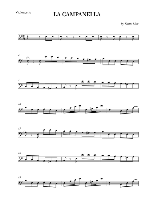 LA CAMPANELLA (Arr. Wesley S. SIlva) - Franz Liszt (Cello Solo)