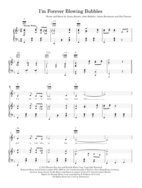 I'm Forever Blowing Bubbles - Vera Lynn (Piano-Voice-Guitar)