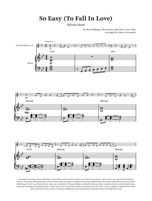 So Easy (To Fall In Love) (Arr. Glauco Fernandes) - Olivia Dean (French Horn and Piano)