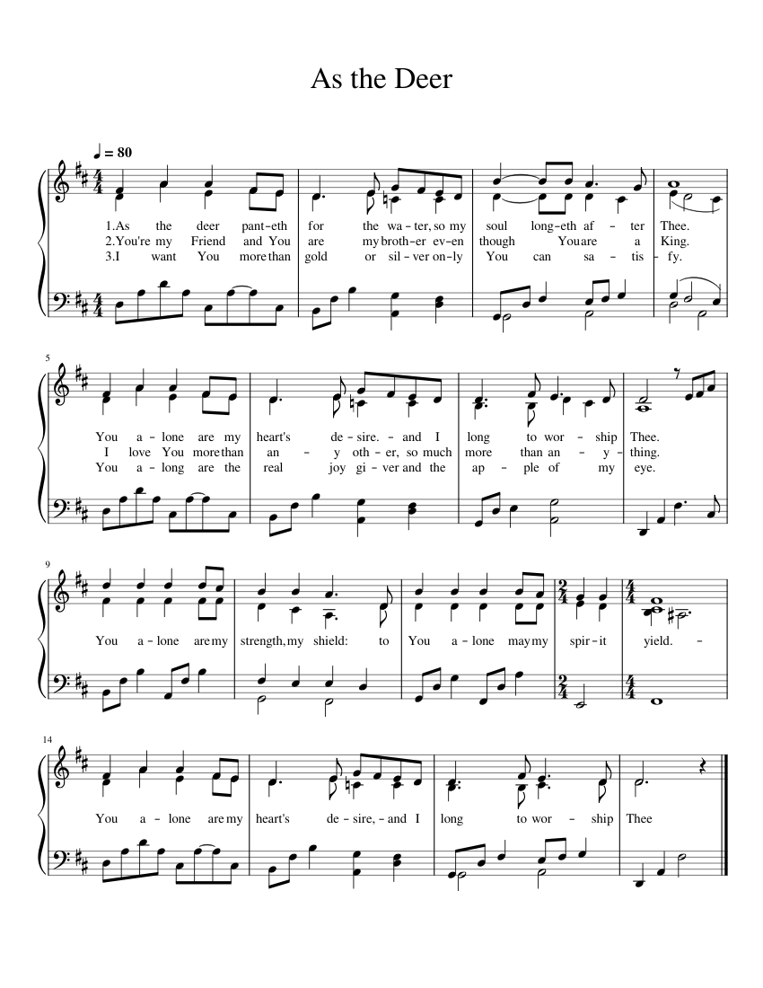 As the Deer Sheet music for Piano (Solo)