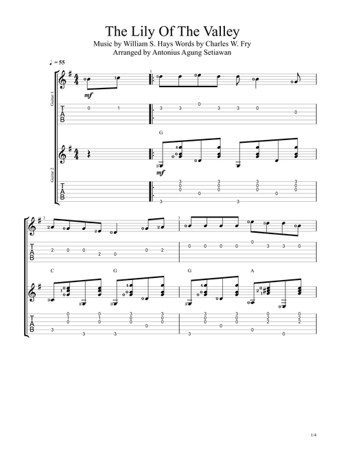 The Lily Of The Valley (Duet Guitar Tablature) (Arr. Antonius Agung Setiawan) - Charles W Fry William S Hays (Guitar Tab)