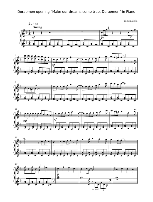 Doraemon – Shunsuke Kikuchi Doraemon opening - "Make our dreams come true, Doraemon" in Piano