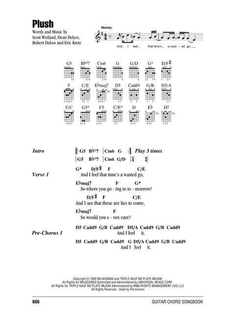 Plush - Stone Temple Pilots (Guitar Chords-Lyrics)