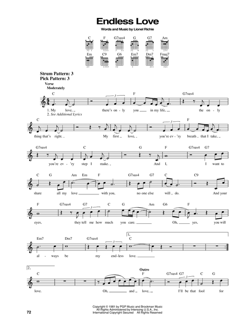 Endless Love - Diana Ross & Lionel Richie (Easy Guitar)