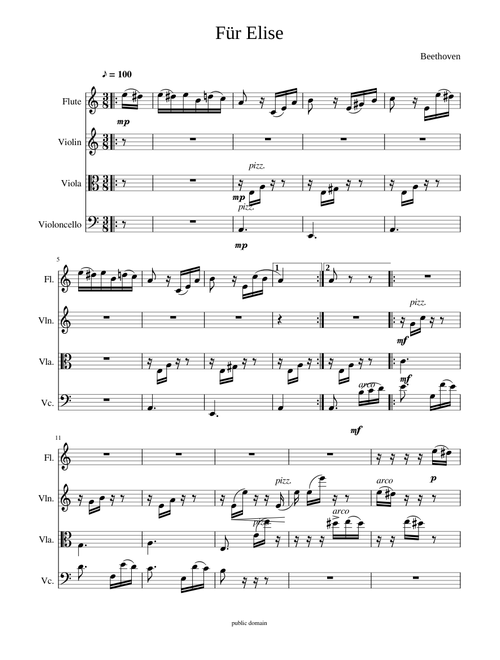 Für Elise (Bagatelle No.25 in A minor) - Flute and String Trio