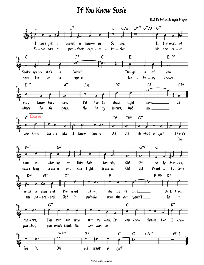 If You Knew Susie Chords