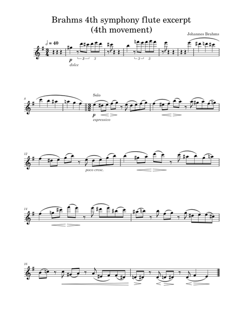 Symphony No.4, Op.98 – Johannes Brahms (Flute Solo Excerpt - 4th movement)