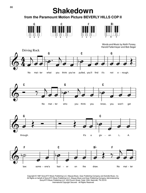 Shakedown - Bob Seger (Super Easy Piano)