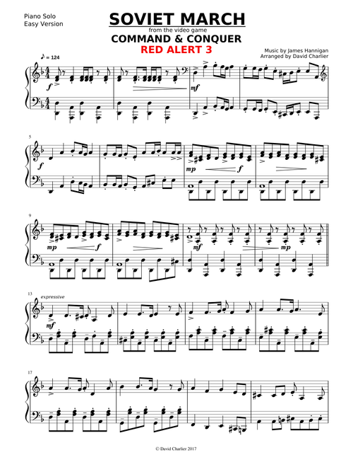 Command & Conquer Red Alert 3 - Soviet March (easy piano solo)