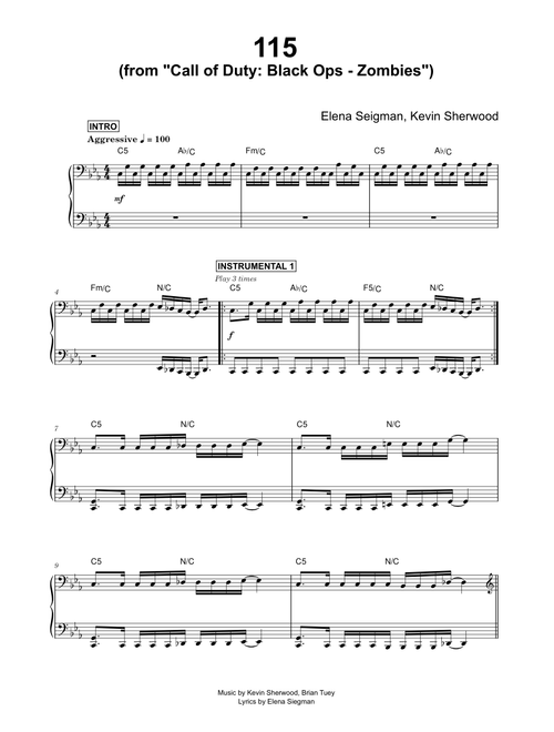 115 (from Call of Duty: Black Ops - Zombies) - Elena Seigman, Kevin Sherwood (Piano)