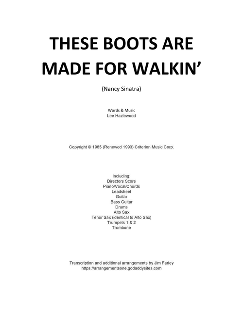 These Boots Are Made For Walkin' (Arr. Jim Farley) - Nancy Sinatra (Large Ensemble)