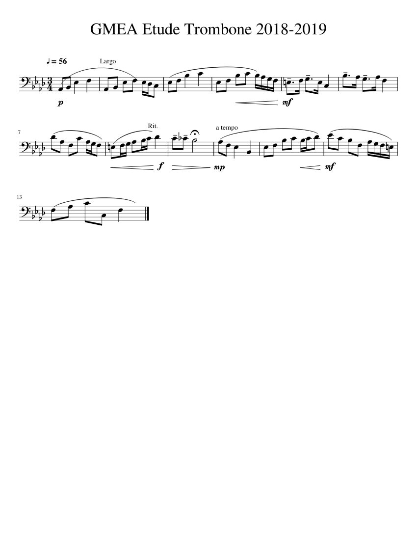 GMEA Etude Trombone 2018 2019 Sheet music for Trombone (Solo ...