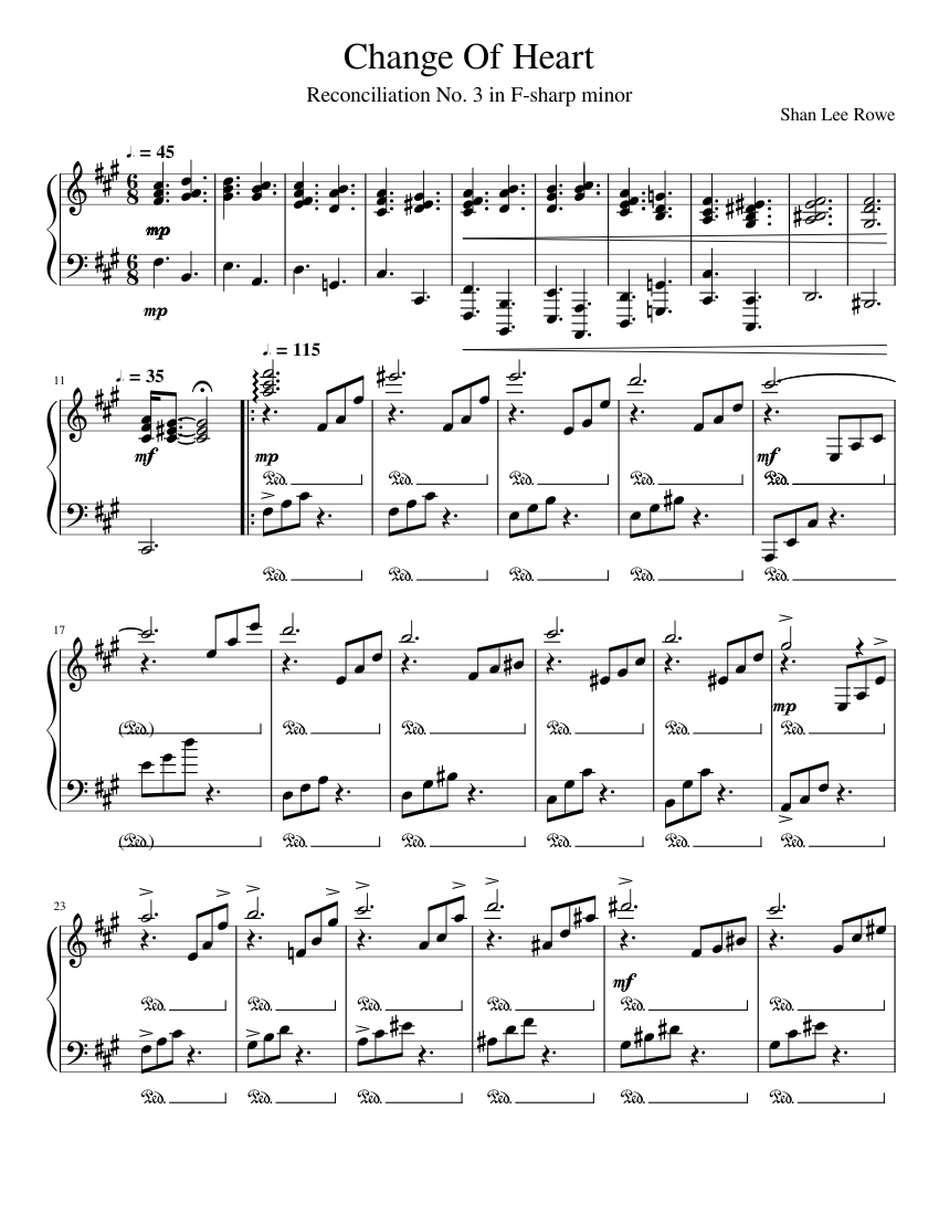Change of Heart Sheet Music for Piano (Solo) | MuseScore.com