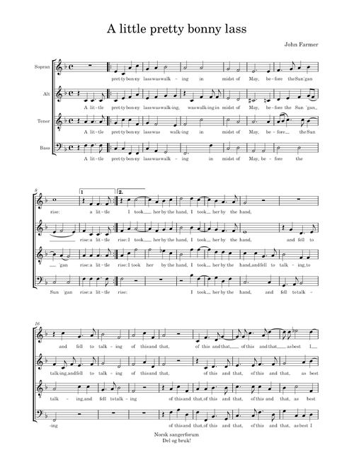 A Little Pretty Bonny Lass – John Farmer