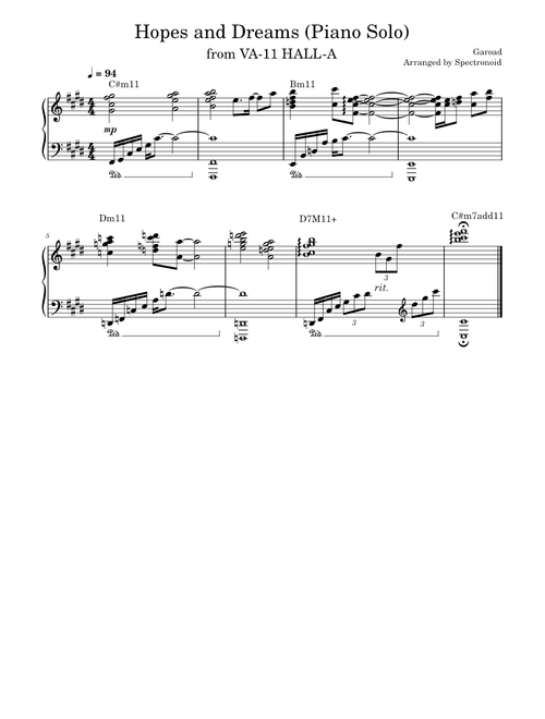 "Hopes and Dreams (Piano Solo)" - Garoad (from VA-11 HALL-A)