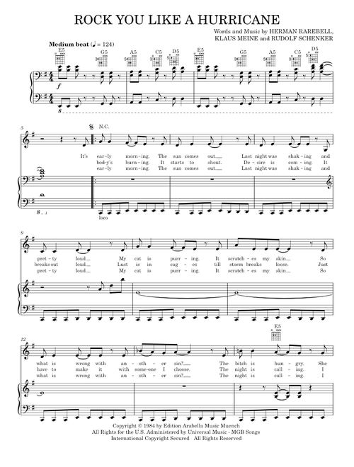 Rock you like a hurricane - Scorpions (Piano-Vocal-Guitar)