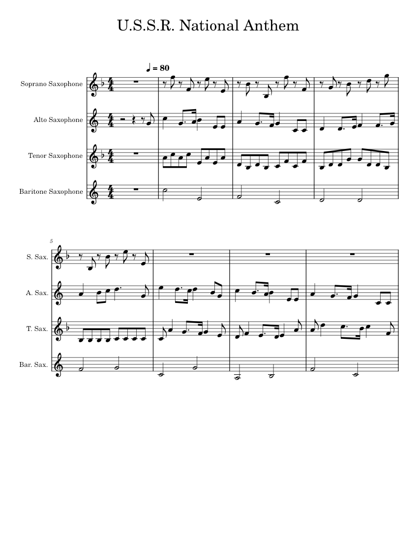 National Anthem of the USSR Alexander Vasilyevich Alexandrov Sheet music for Saxophone alto