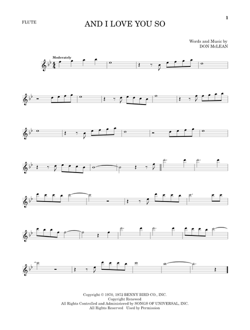And I Love You So - Don McLean, Perry Como (Flute Solo)