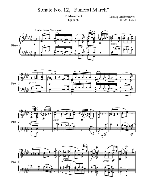 Sonate No. 12, “Funeral March” 1st Movement
