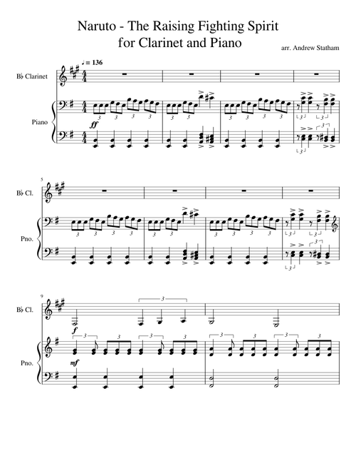 Naruto - The Raising Fighting Spirit for Clarinet and Piano