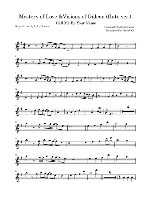 Mystery of Love & Visions of Gideon (flute ver.)  –  Sufjan Stevens
