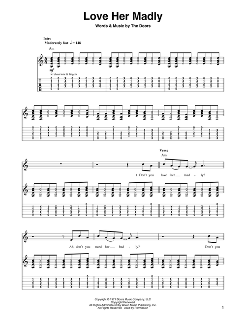 Love Her Madly - The Doors (Guitar Tab Play-Along)