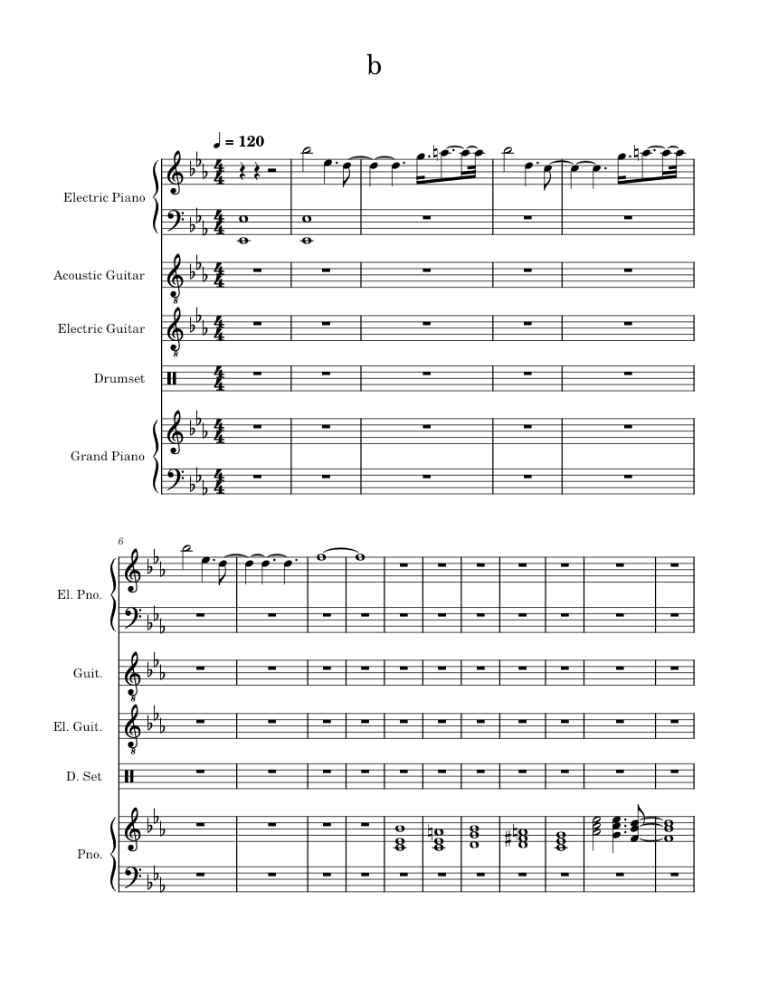 B Sheet Music For Piano, Guitar, Drum Group (Mixed Quintet) | Musescore.com