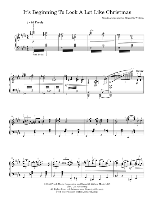 It's Beginning To Look A Lot Like Christmas - T : B. Ducatel d'après Ps 137  M : B. Melois (Solo)