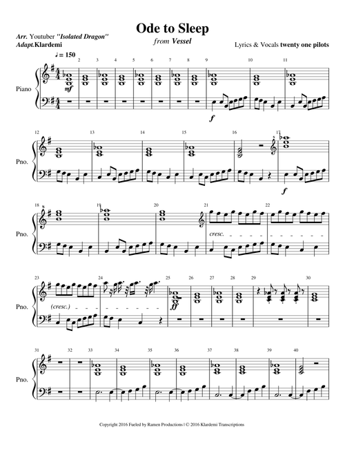 Ode To Sleep – Twenty One Pilots (Honky Tonk Piano sound font!) [Updated WIP: 82% Complete]