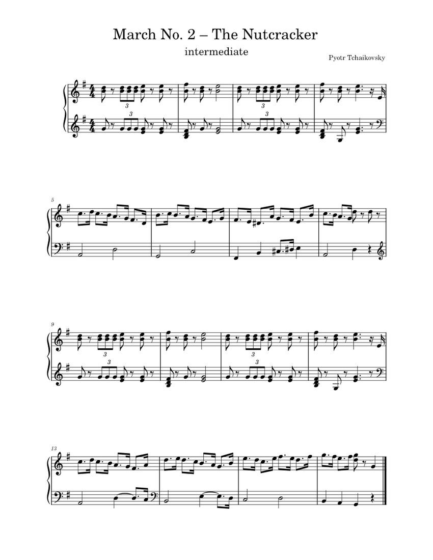 March No.2 The Nutcracker Pyotr Ilyich Tchaikovsky Sheet music for