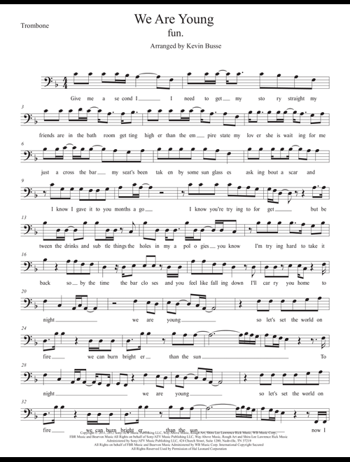 We Are Young (Arr. Kevin Busse) - Fun. Featuring Janelle Monae (Trombone Solo)