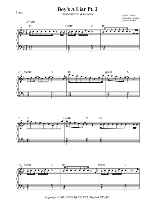 Boy's A Liar Pt. 2 (Arr. Wesley S. SIlva) - Pinkpantheress & Ice Spice (Piano Solo)